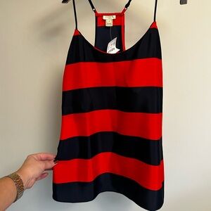 J. Crew Red and Navy Striped Camisole